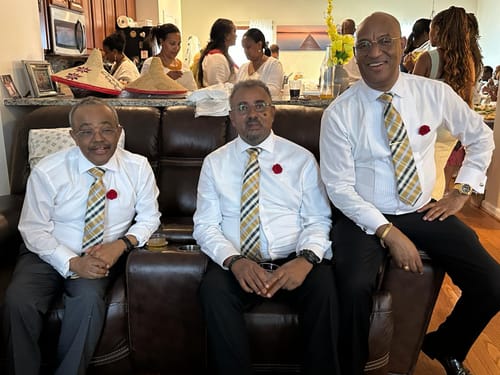 Customer photo review of Ties2you Silk Tie Yellow Black Striped Mens Tuxedo Dress Tie Pocket Square Cufflinks Set