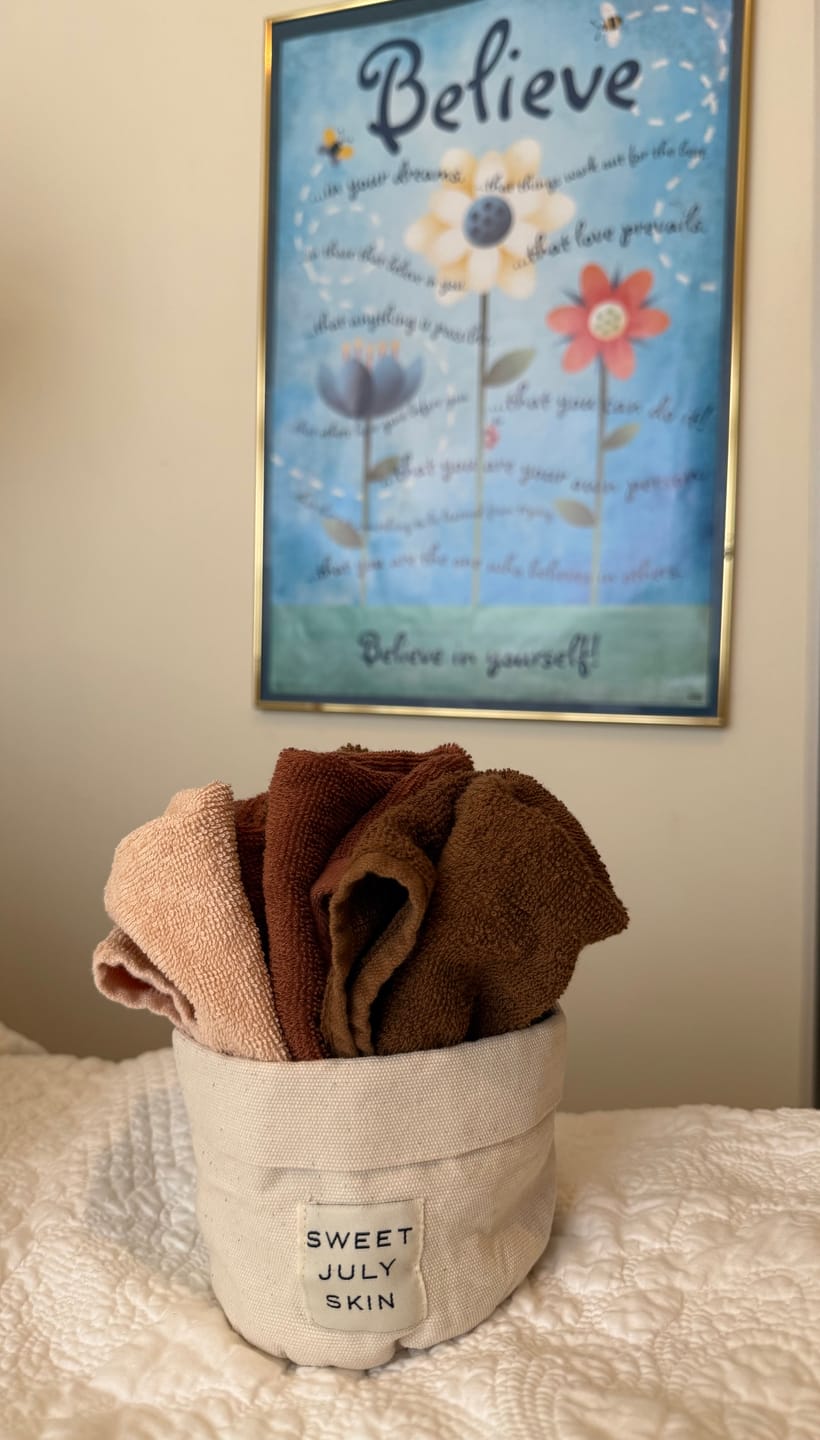 Customer photo review of Day + Night Face Towel Set (Set of 6)