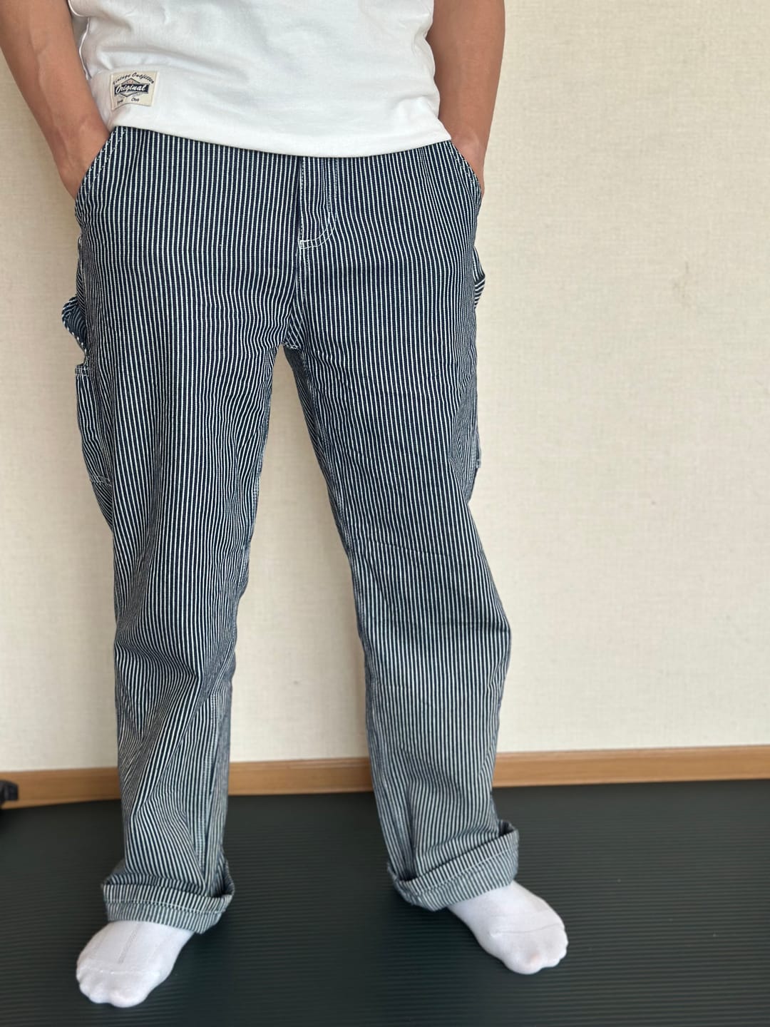 Customer photo review of 生デニム＆ストライプデニム2型選べる　マルチポケットワークパンツ