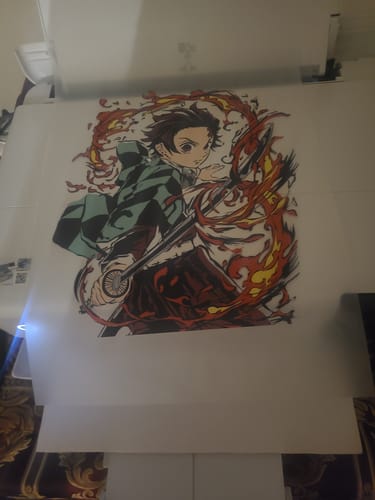 Customer photo review of DTF Starter Bundle: A3+(13x19) Hot Peel, 500g Soft Powder & 100ml Ink Set