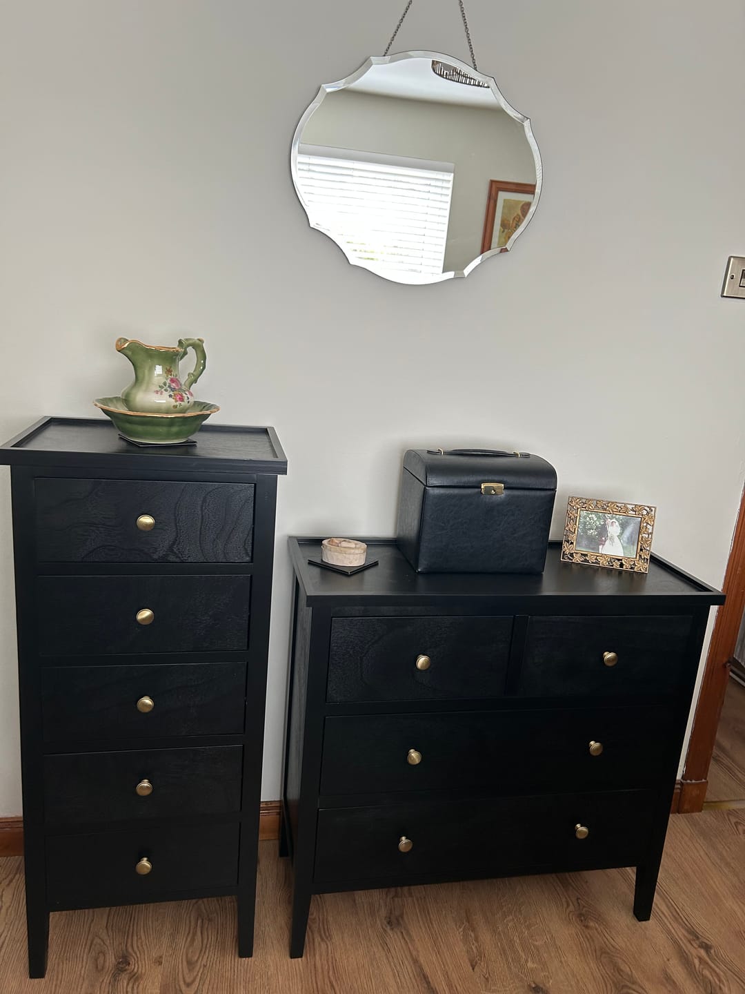 Customer photo review of Chelmsford Satin Black Pine Wood 4 Drawer Unit