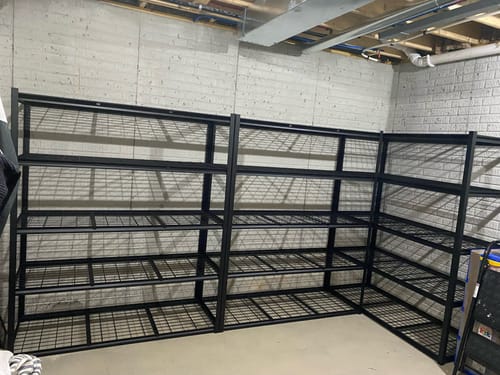 Customer photo review of REIBII Garage Shelving 60"W Adjustable Heavy Duty Metal Shelving Rust-Resistant Garage Organization for Warehouse, Basement,Workshop