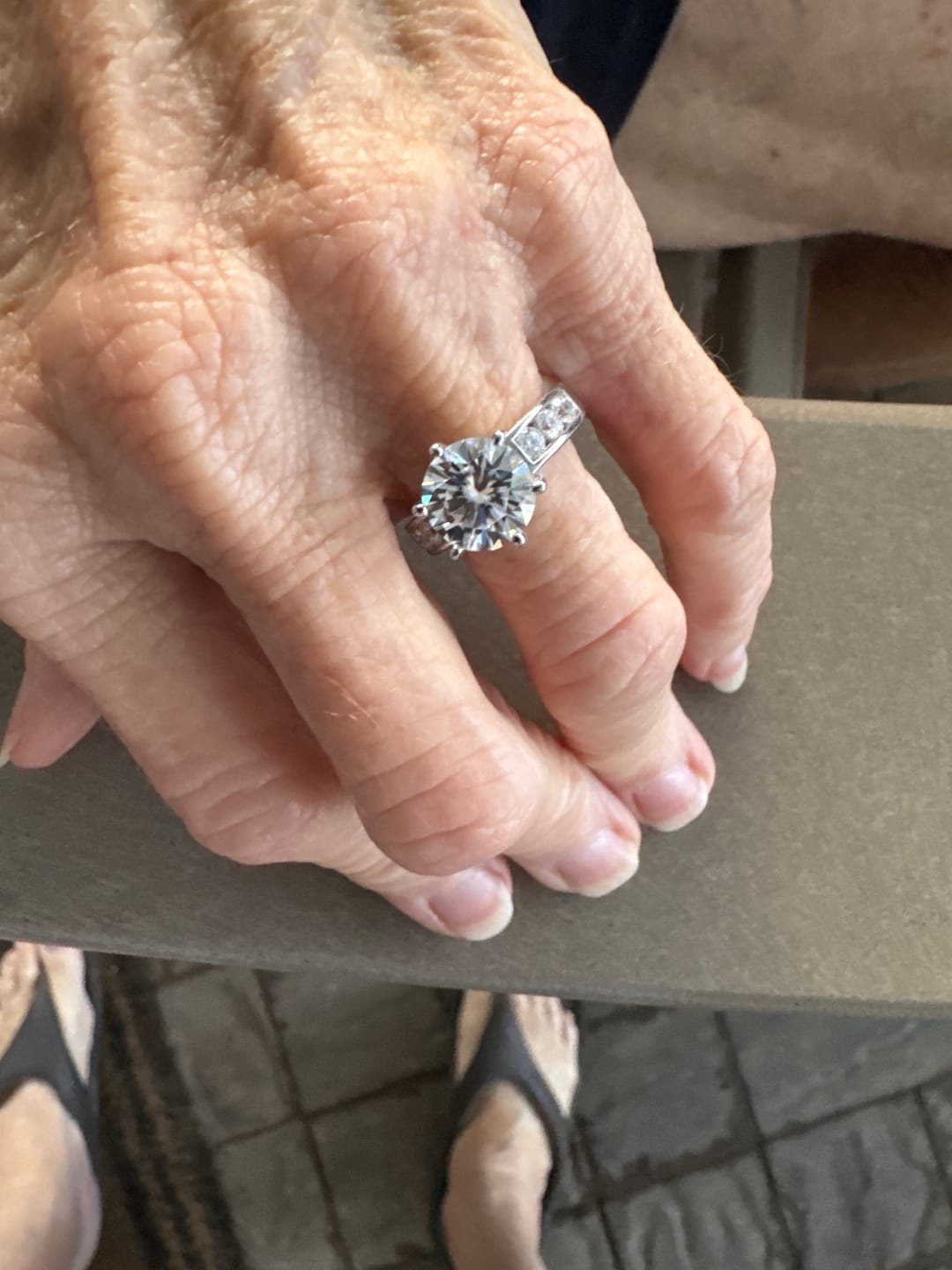 Customer photo review of Round Cut Moissanite Channel Set Engagement Ring