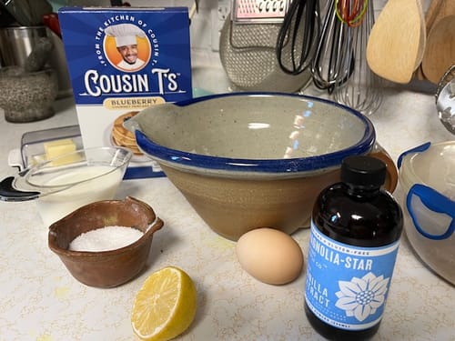 Customer photo review of Cousin T's Gourmet Protein Blueberry Pancake Mix