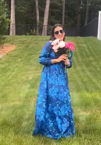 Customer photo review of With Love Floral Off Shoulder Back Smocked Vacation Maxi Dress