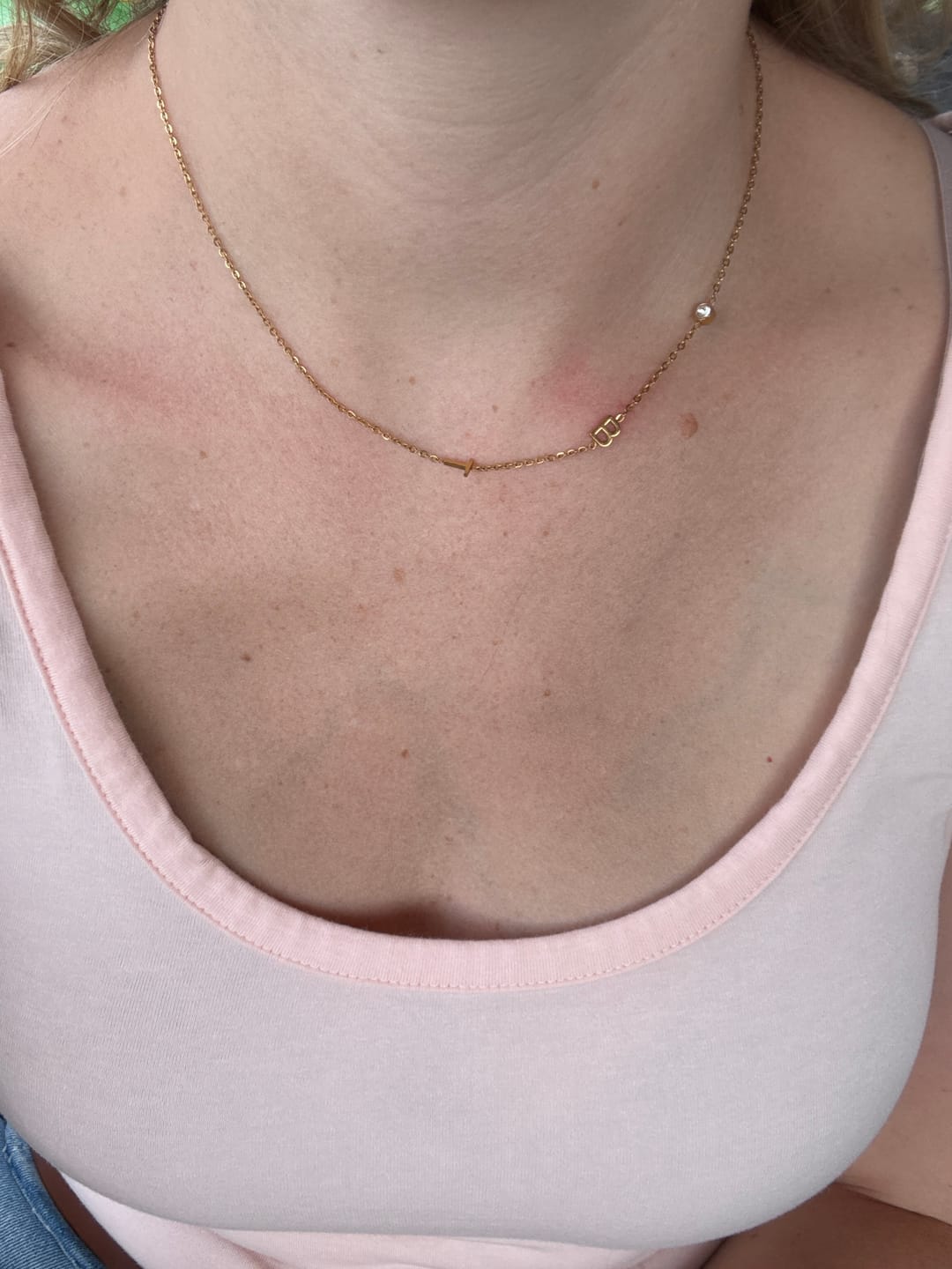 Customer photo review of Personalized Sideway Initial Necklace 18K Best Seller