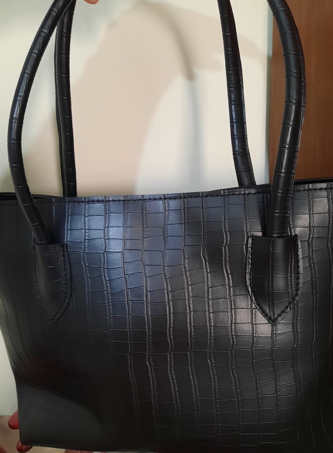 Customer photo review of Black Belle Croc Tote Bag