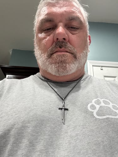 Customer photo review of Legacy of Courage Broken Sword Necklace Stainless Steel: Helps Pair Veterans With A Service Dog Or Shelter Dog