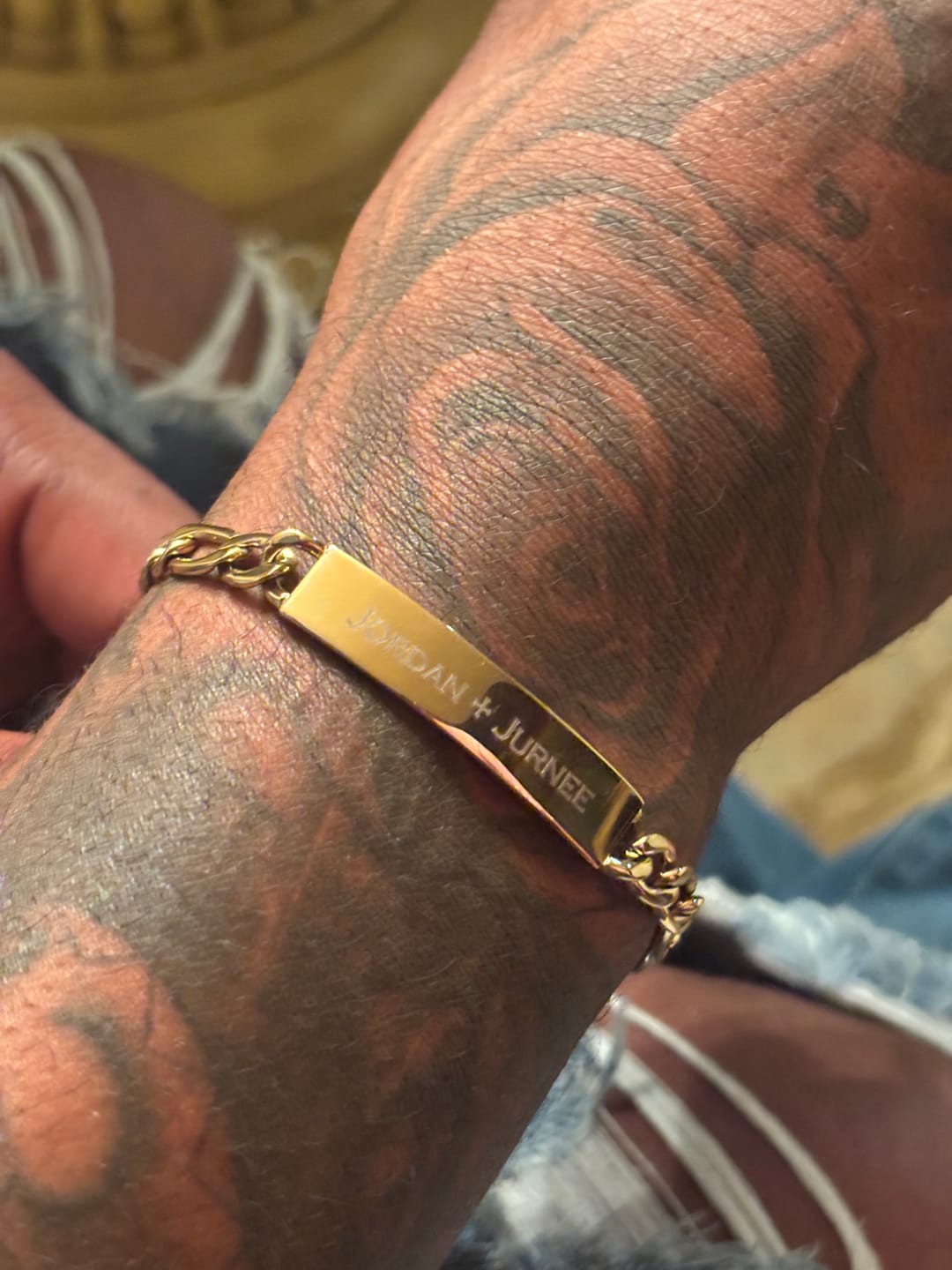Customer photo review of 7mm Figaro Link ID Bracelet