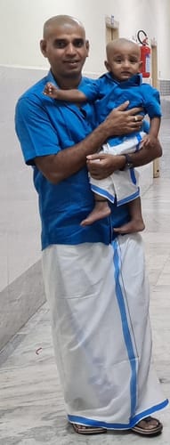 Customer photo review of Varna - Sky Blue Cotton Rich Blend Father & Son Combo Set | Uathayam