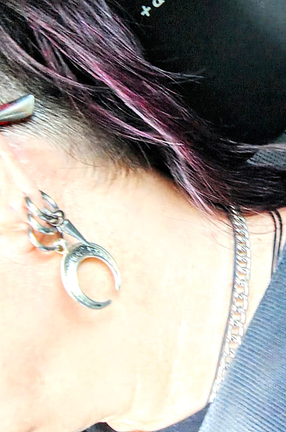 Customer photo review of Crescent Moon Earrings