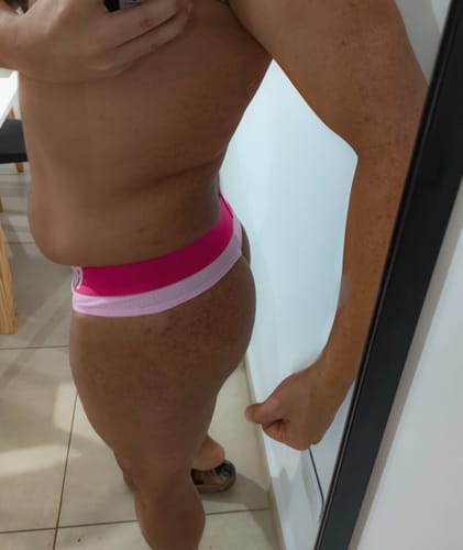 Customer photo review of PINK WAISTBAND THONG