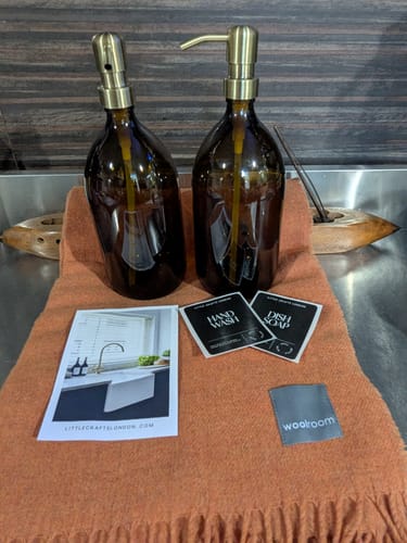 Customer photo review of Amber Glass Bottle with Stainless Steel Pump