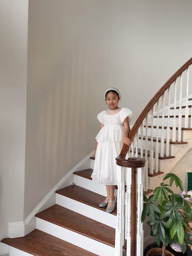Customer photo review of Girls Pearl-Embroidered Satin Dress - Pure White