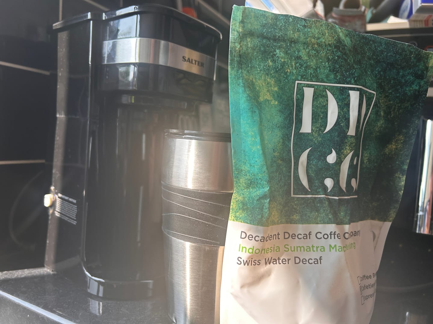 Customer photo review of Indonesia Sumatra Decaffeinated Coffee - Swiss Water Decaf Process - Strength 5 - Decadent Decaf