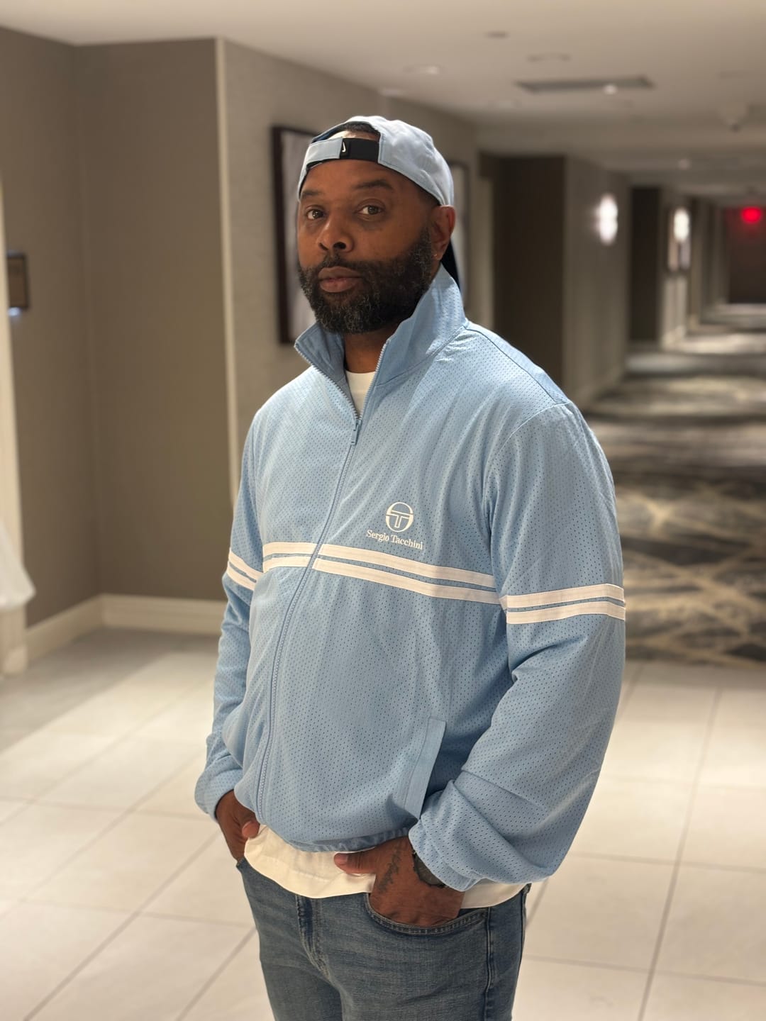 Customer photo review of Arturo Mesh Track Jacket- Dutch Canal/ White