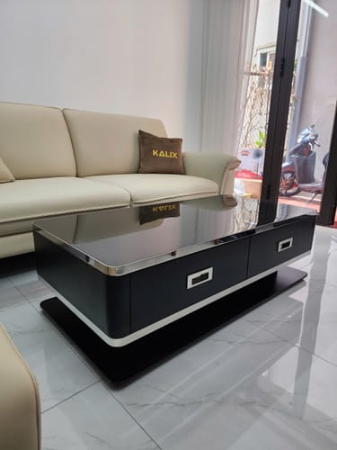 Customer photo review of Bàn trà hình chữ nhật, mặt đá Ceramic, phủ Veneer Sồi - DELICATO