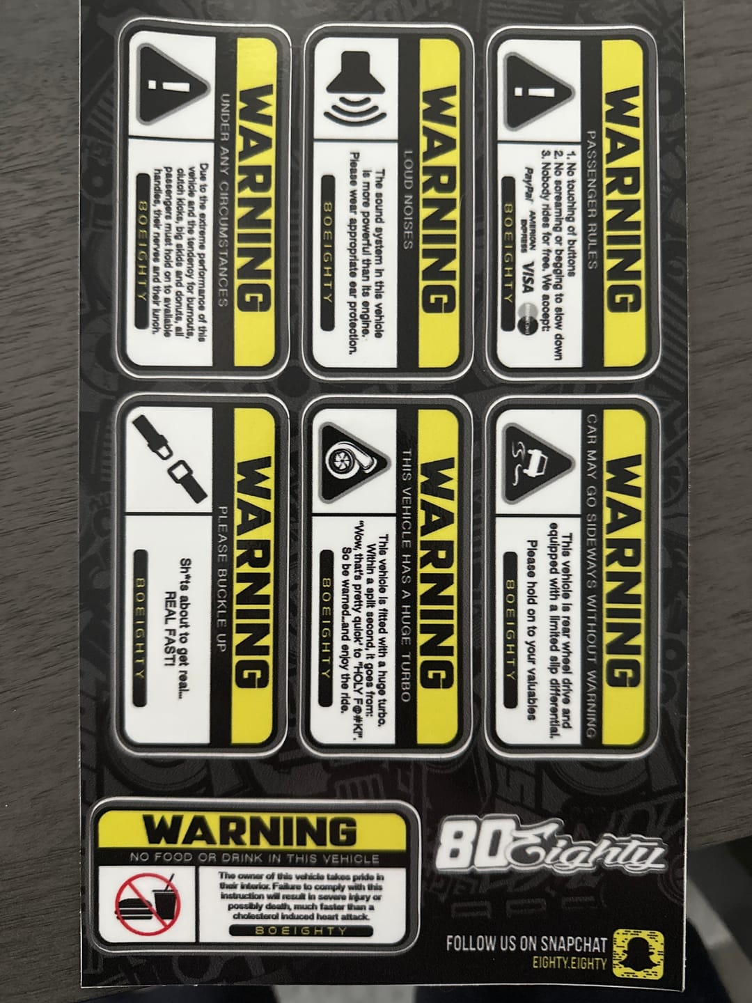Customer photo review of 80Eighty® Warning Sticker Pack