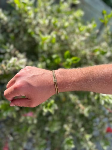 Customer photo review of Dan Bracelet - Dad Bracelet with kid's names - Gold