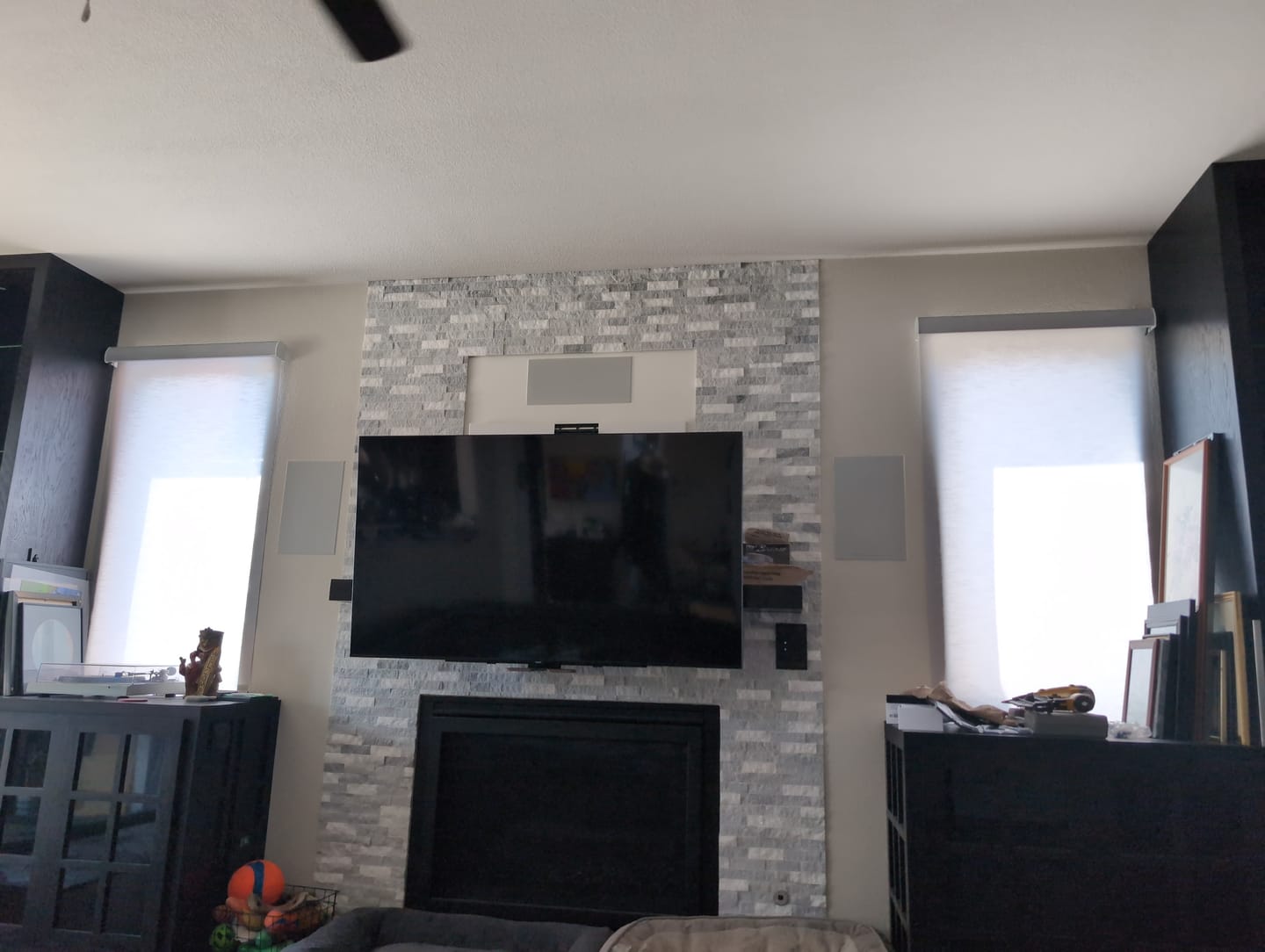 Customer photo review of SmartWings Motorized Light Filtering Roller Shades 70% Blackout Essential