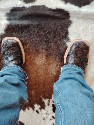 Customer photo review of Brown Jumbo Pirarucu Leather Boots - Square Toe