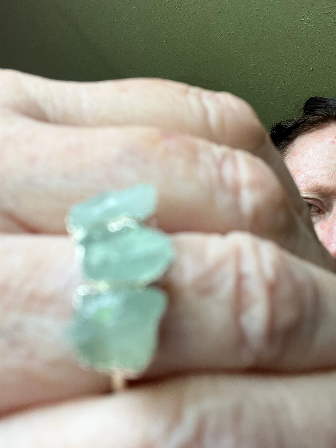 Customer photo review of Three Stone Raw Aquamarine Ring Sterling Silver