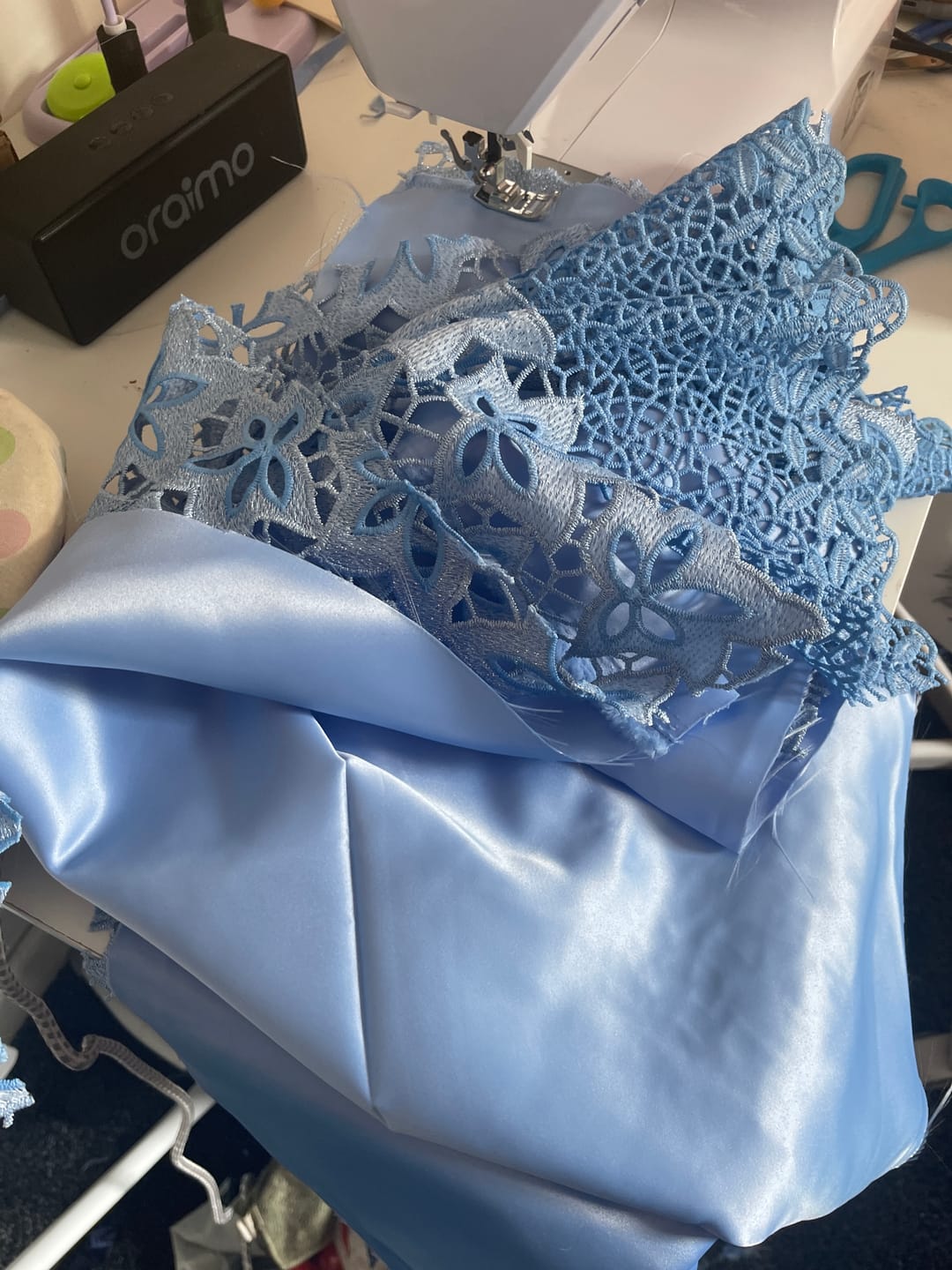 Customer photo review of Plain Duchess Satin Fabric
