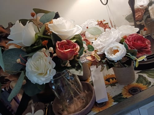 Customer photo review of Clearance Bulk 12" Retro Silk Peony Bush Mixed Hydrangea Faux Flower Bouquet Decor For Home Bridal Wedding Party Wholesale