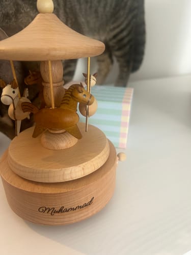 Customer photo review of Heirloom Wooden Musical Carousel - Horses