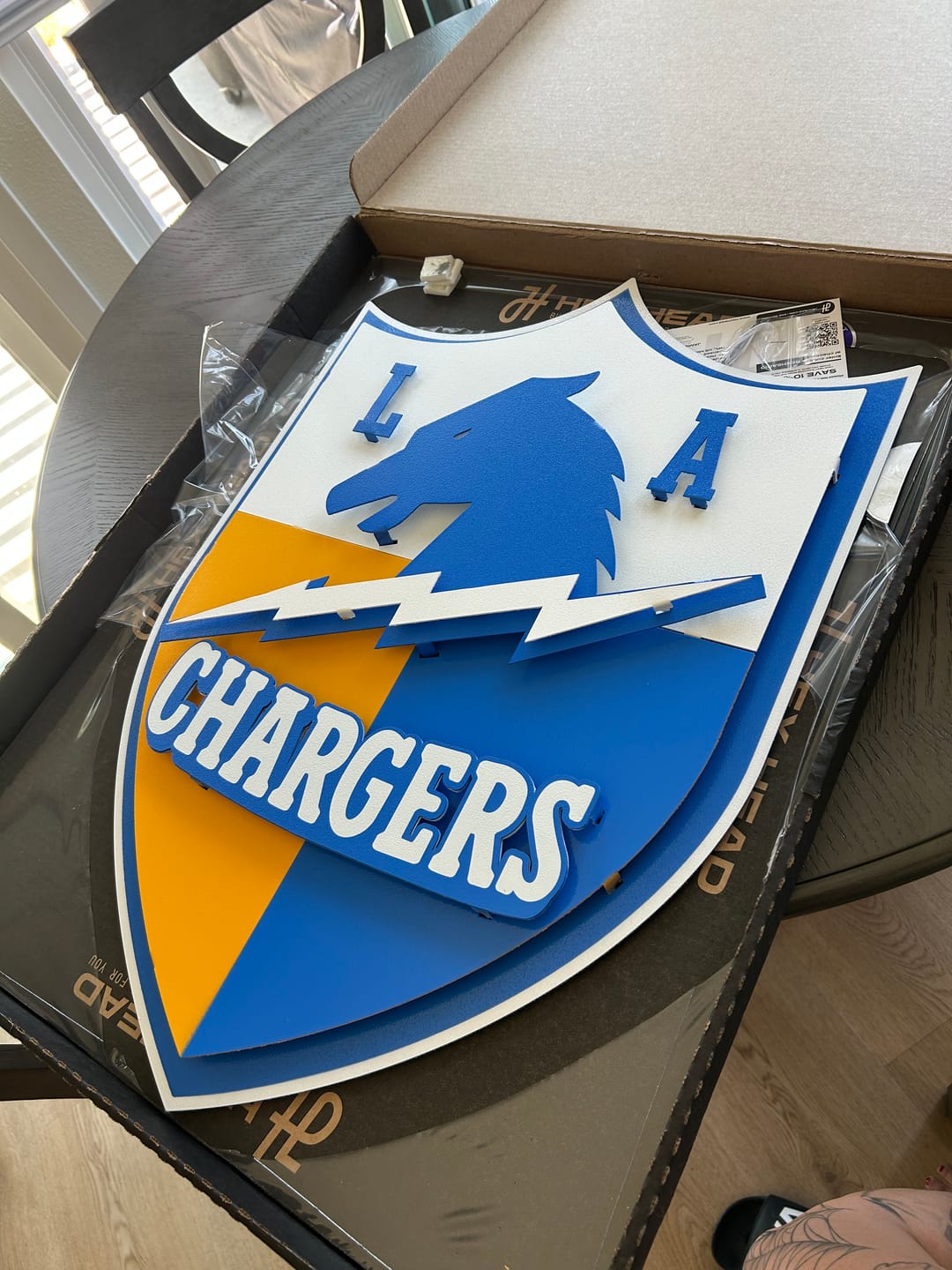 Customer photo review of Los Angeles Chargers SHIELD 3D Vintage Metal Wall Art