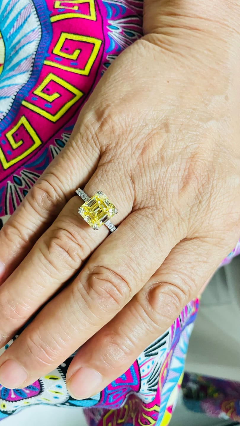 Customer photo review of S925 Honorable 4.5Ct Asscher Cut Engagement Ring Stackable Travel Ring For Women