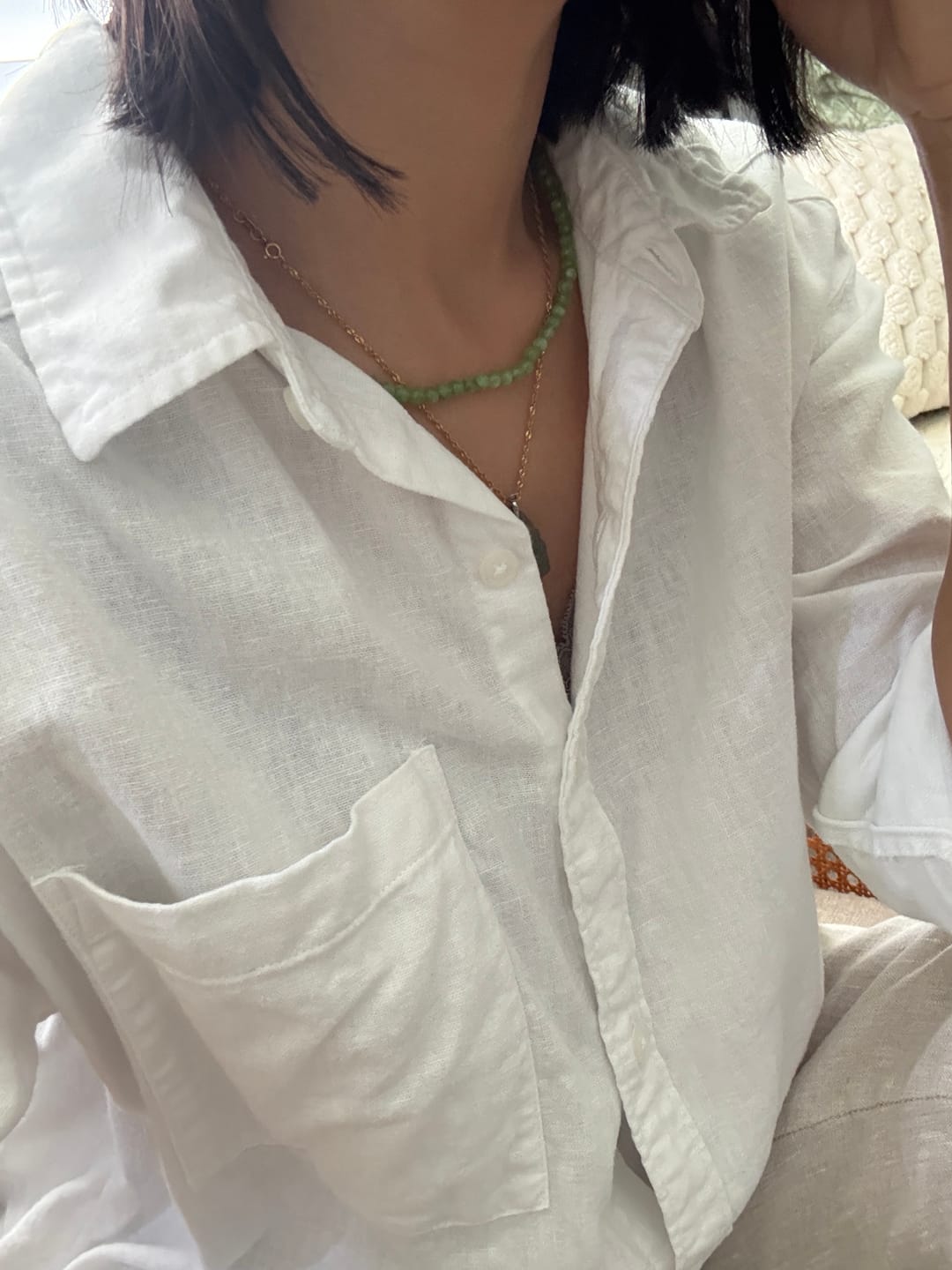 Customer photo review of Peridot Beaded Necklace Mini