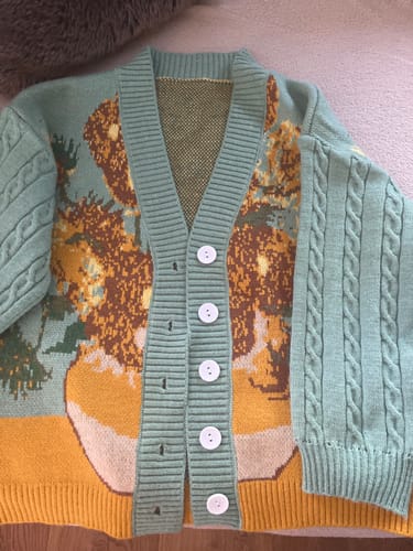 Customer photo review of Van Gogh Vintage Cardigan Knit Sweater