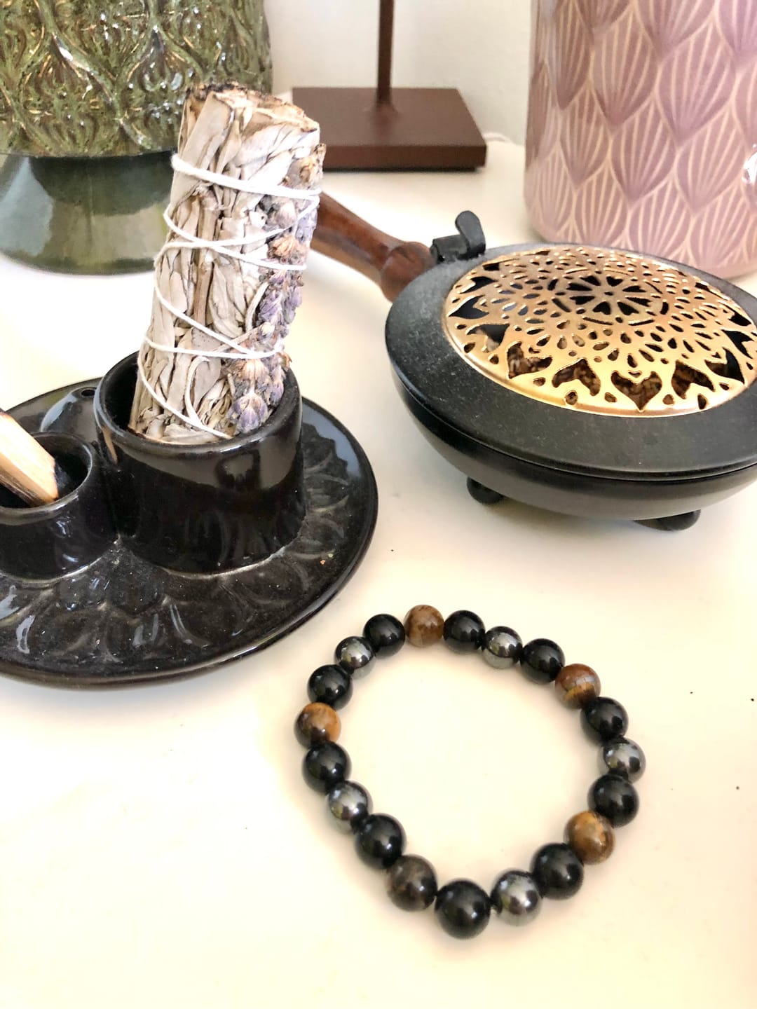 Customer photo review of DREIFACHER SCHÜTZER Tigerauge - Hämatit - Schwarzer Obsidian