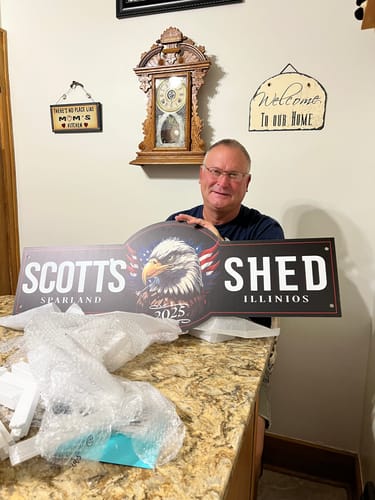 Customer photo review of Personalized Large Barn Sign The Patriotic Eagle