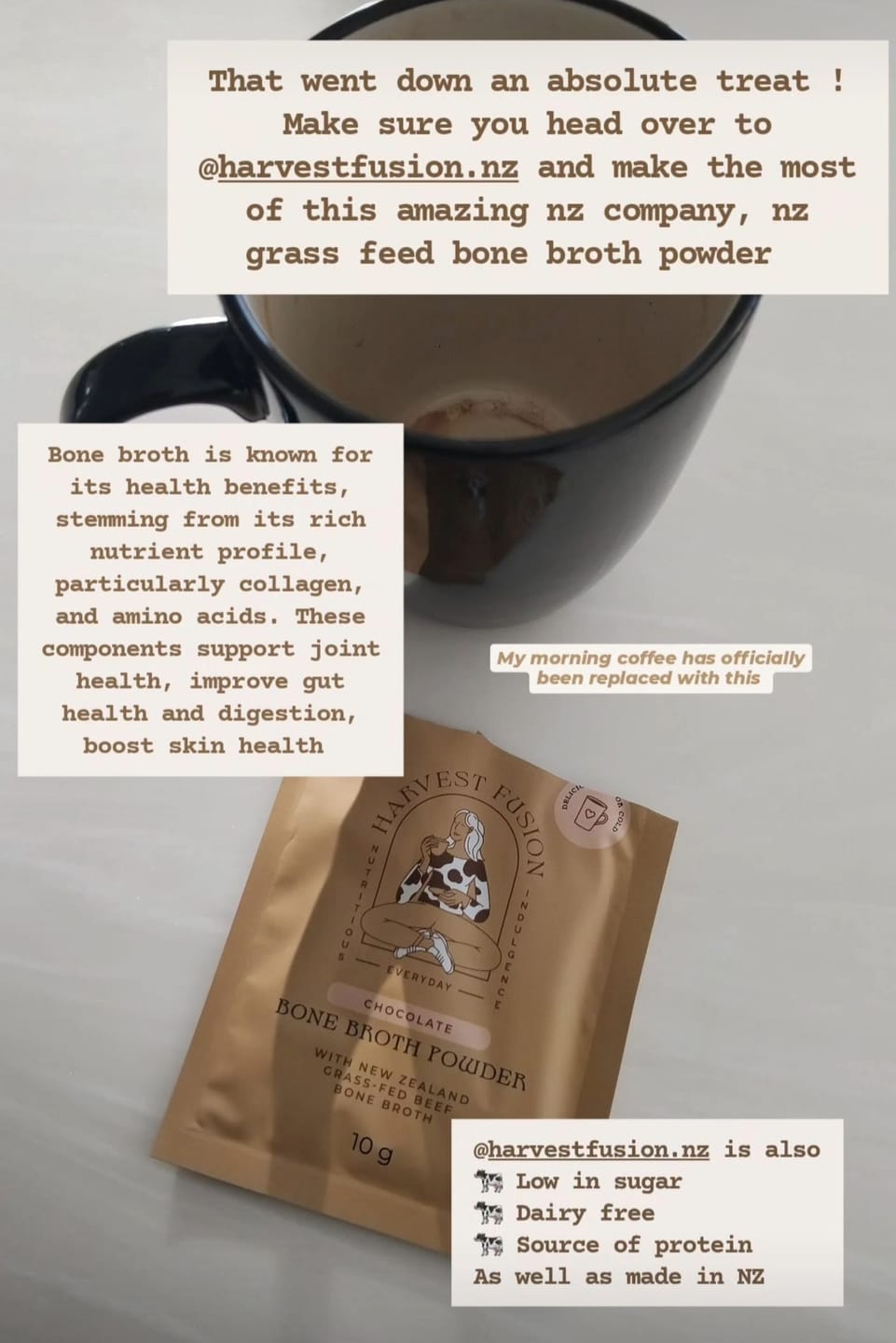 Customer photo review of White Chocolate Bone Broth Powder