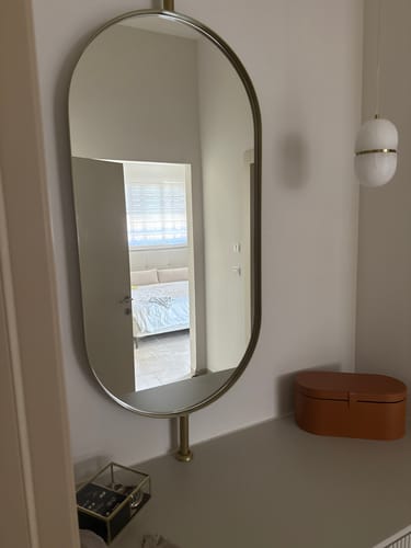 Customer photo review of מראה אובלית על עמוד לפי מידה