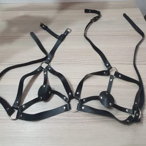 Customer photo review of Sexy Lingerie Women Body Bondage Garter Belts Gothic Costumes Bdsm PU Leather Leg Harness Goth Erotic Fetish Rave Sword Garters