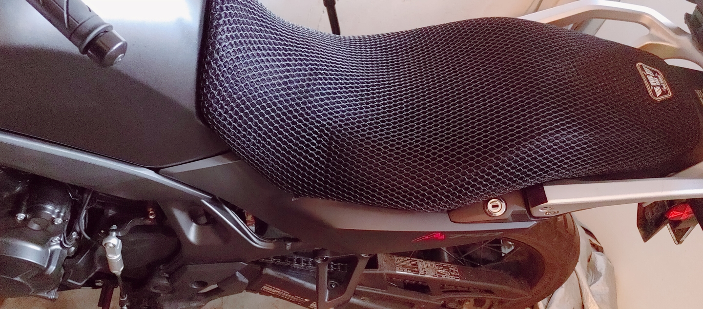 Wind Rider mesh seat cover on a Honda Transalp XL 750