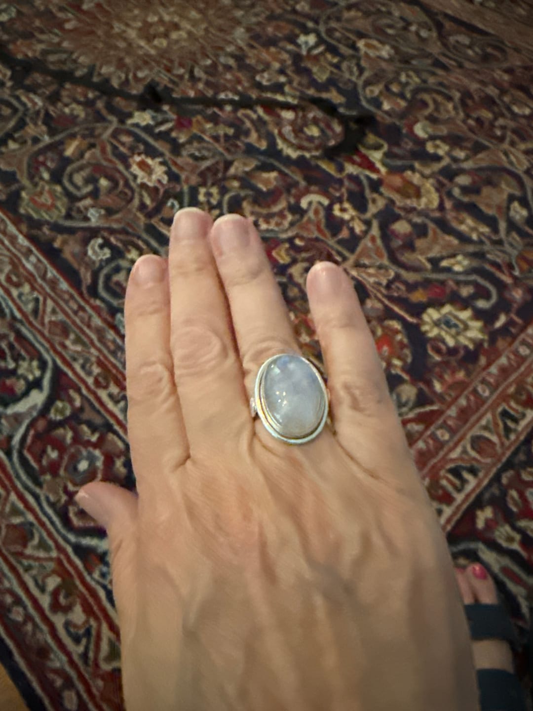 Customer photo review of Sterling Silver Rainbow Moonstone Ring