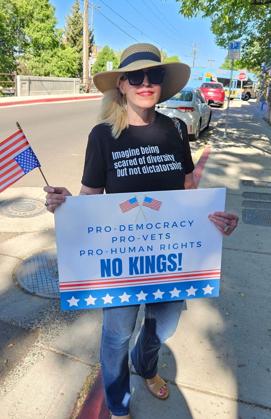 Customer photo review of Imagine Being Scared of Diversity But Not Dictatorship Unisex Tee