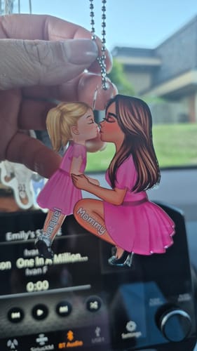 Customer photo review of Mom And Kid Holding Hands Kissing Personalized Acrylic Ornament