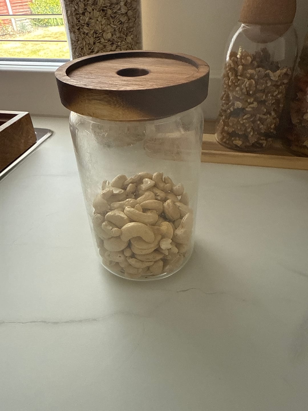 Customer photo review of Glass Acacia Pantry Jars