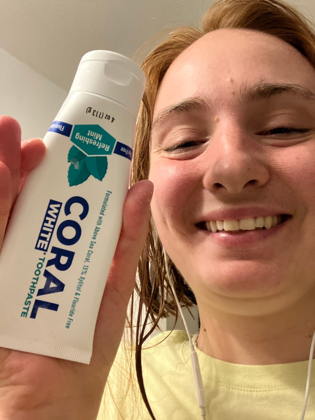 Customer photo review of Coral White, Natural Whitening, Fluoride Free Toothpaste Mint (4oz)