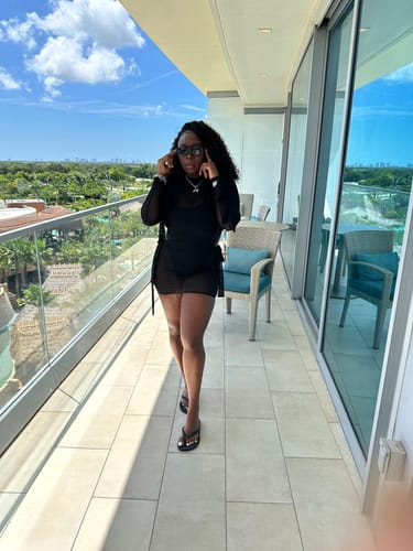 Customer photo review of Lexi Mesh Cover Up Dress - Black