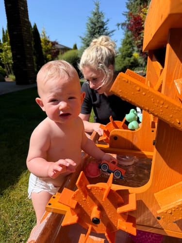 Customer photo review of Outdoor Wooden Water Table for Toddlers | Kids’ Sensory Play Station