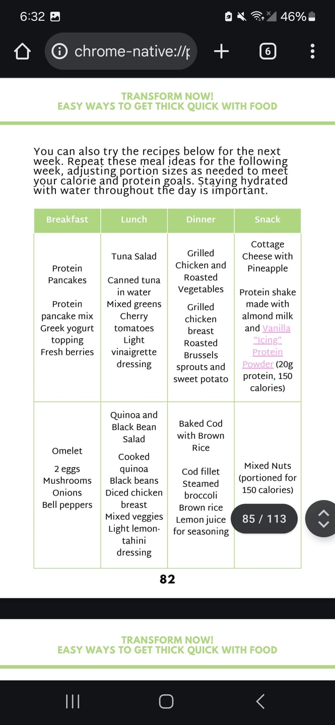 Customer photo review of Transform Now! Easy Ways To get thick quick with food