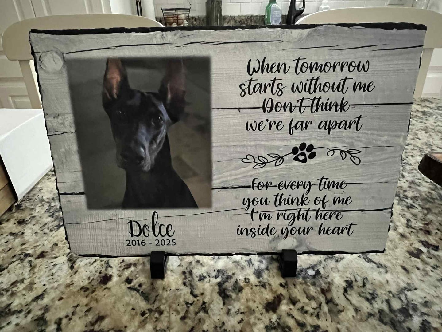 Customer photo review of Personalized Dog Memorial   When Tomorrow Starts without me  Personalized Picture Keepsake