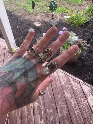 Customer photo review of Celestial Moonstone and Labradorite Ring Gold Plated