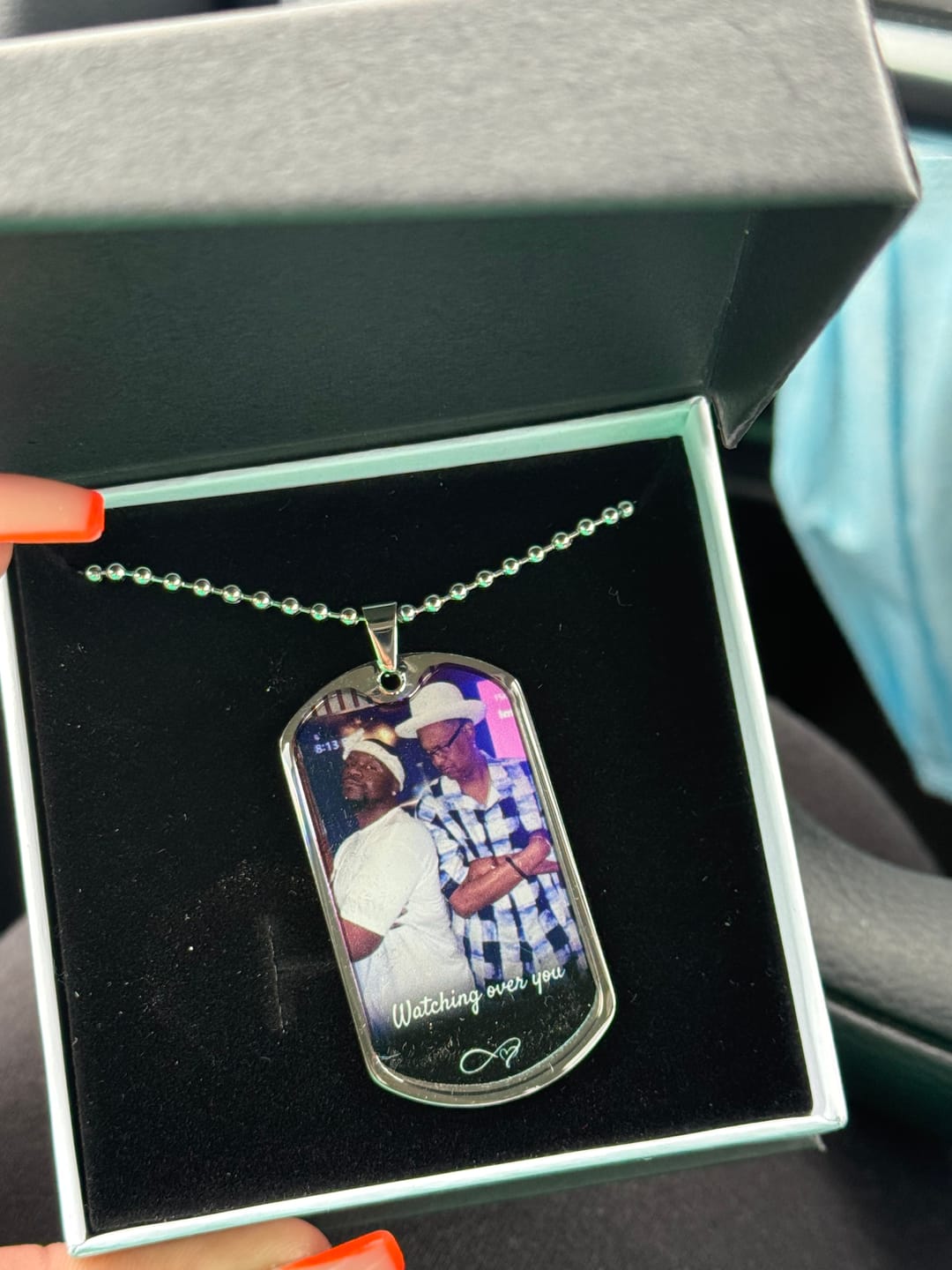 Customer photo review of Custom Name Dog-tag  Memorial Necklace Gift